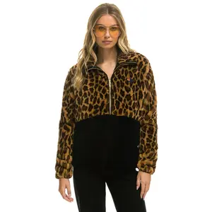 TEDDY UNISEX HALF ZIP COLOR BLOCK JACKET - CHEETAH
