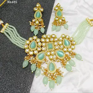 Monalisa stones Mint kundan set