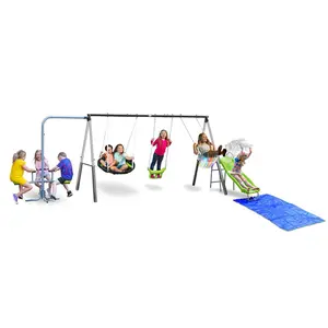 XDP Recreation Playground Park with Water Slide and Triple Fun Go Round