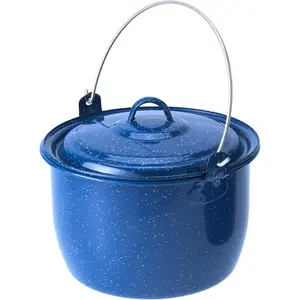 Outdoor Convex Kettle for Soup, Stew or Water-Camping, Enamelware, 4.25 qt