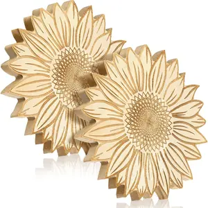2 count Sunflower Wooden Trivets for Hot Dishes Non Slip Heat Resistant  Trivet Mat Table and Kitchen Countertop Decor Dining Table Hot Pot Holder Sturdy Pads for Pots Pans, 6 Inches