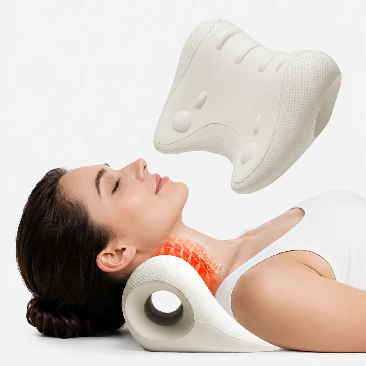 Yoga Neck Stretcher Pillow, Cervical Spine Alignment Relaxation Device for Yoga Practice, Neck & Shoulder Relaxer for Nerd Neck, TMJ Relief, Tension Headache, Pinched Nerve, Restore Natural Cervical Curvature