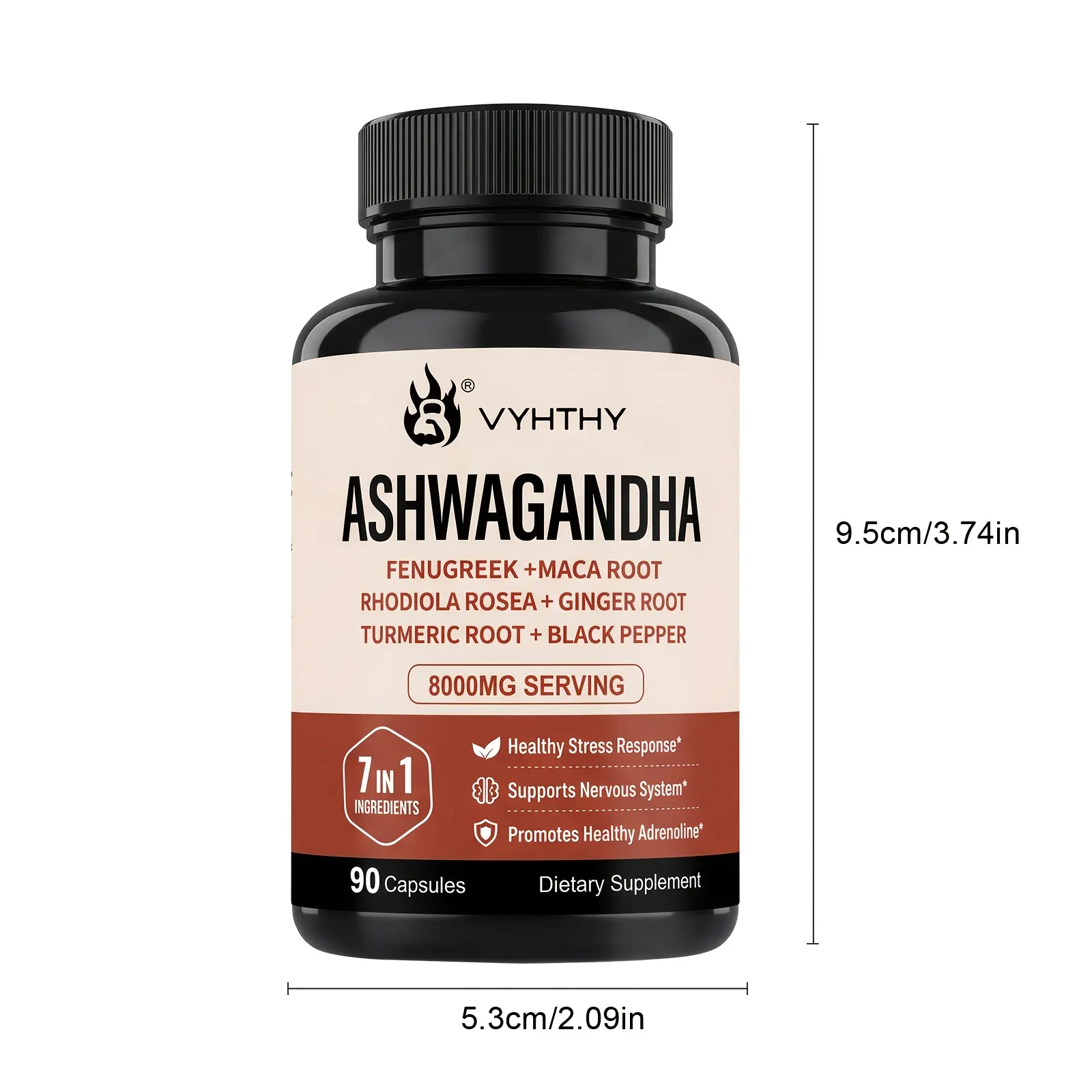 VYHTHY 7-in-1 Supplement Containing Ashwagandha, Rhodiola Rosea, Ginseng, Etc. - Supports Normal Stress Response And Nerve Health - 90pcs-VYHTHY