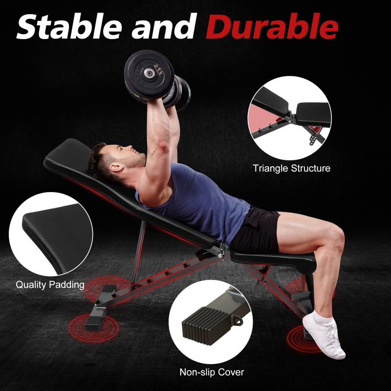 Weight Bench for Full Body Workout, Adjustable Strength Training Sit-up Chair, Multi-Purpose Foldable incline/decline Bench full body strength training parallel bar vibration  plate Home Gym Equipment Fitness Equipment