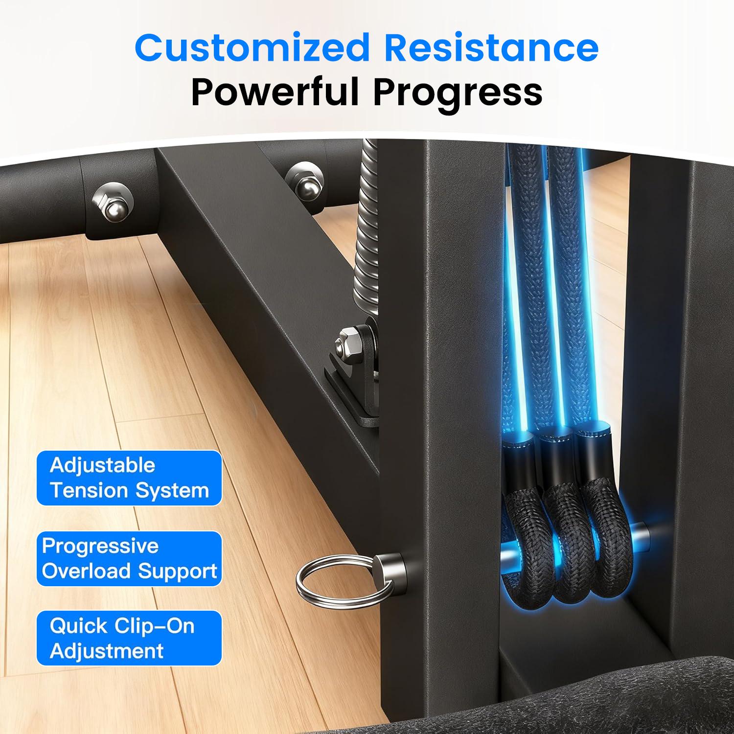 Ranbro Professional Squat Machine, Multi-Use Home Workout Station for Abdominal & Leg Training, Adjustable Core Strength Fitness Equipment with Resistance Bands, Full Body Exercise Machine for Stability & Power, Space-Saving Personal Home Gym