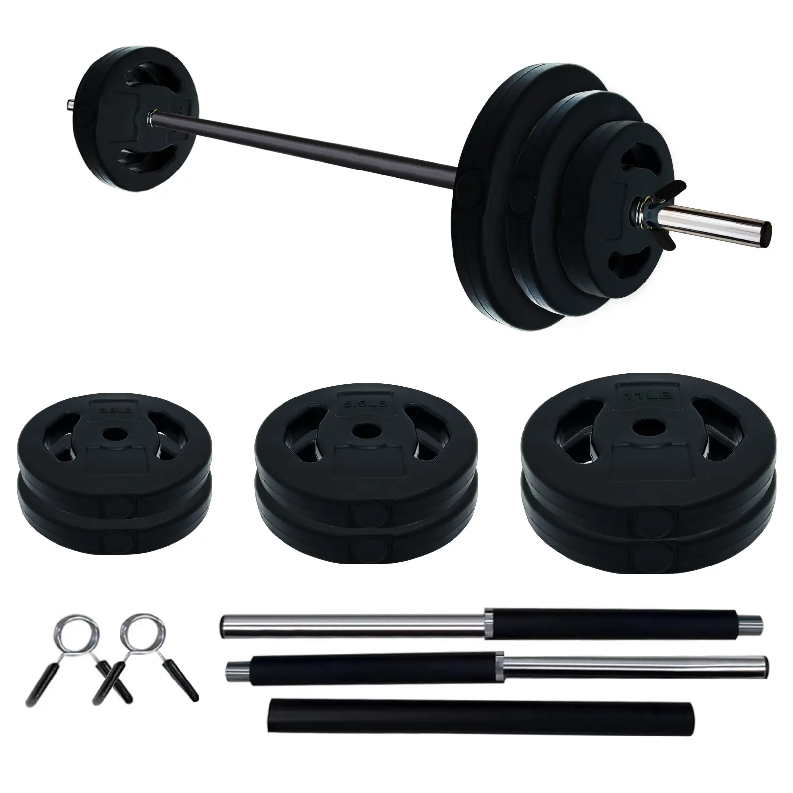 Garvee Upgraded 40LB Adjustable Barbell Weight Set, PU Coated Round Weight Plates, 51 Inch Solid Bar, Ideal for Strength Training & Fitness Workout, Easy Assembly, Suitable for Home Gym Use for Men and Women