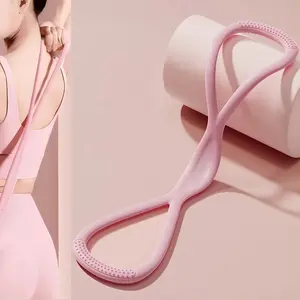 Figure 8 Resistance Silicone Tension Band with Handles for Women/Men, Fitness Band for Arm/Back/Chest/Shoulder/Legs/Yoga Stretching Exercise, Suitable for Home/Gym Workout
