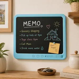 19" Large LCD Wall Blackboard Reusable Family Memo Board Mess-Free Drawing Pad Kitchen To-Do List Erasable Message Board #Summervibes