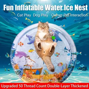 2-in-1 Thickened Upgraded Pet Cooling Water Mat, 100% Claw-Proof & Leak-Proof Sensory Play Bed for Cats & Dogs