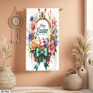 1Pc Easter Floral themed Basket with Colored Eggs Bathroom Hand Towel Bath Towel, Multiple Size Microfiber Towel, Ultra-Soft Quick Dry and Absorbent Polyester Large Bath Towel, Unique Home Decorative Kitchen Towels, Flower