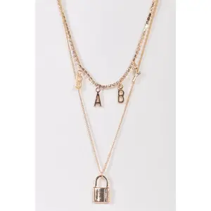 Gold Padlock Tennis Choker "Baby" Necklace