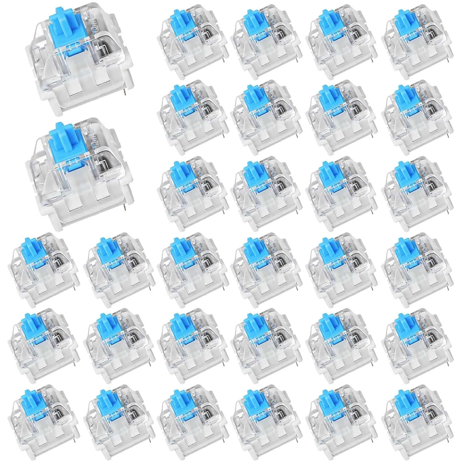 30-Count Blue 3-Pin Mechanical Keyboard Switches, Clicky with Tactile Feedback, Accurate Typing for Office & Gaming LED Keyboards, Computer Game Hardware, Gaming Setup Accessories, Adults, Gift Ideas for Gamers, 80M Presses Lifespan