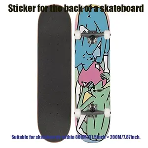 1 2D flat "Personalized Street Trend Cute Fun Cartoon Style" skateboard printing back sticker, street style full of super