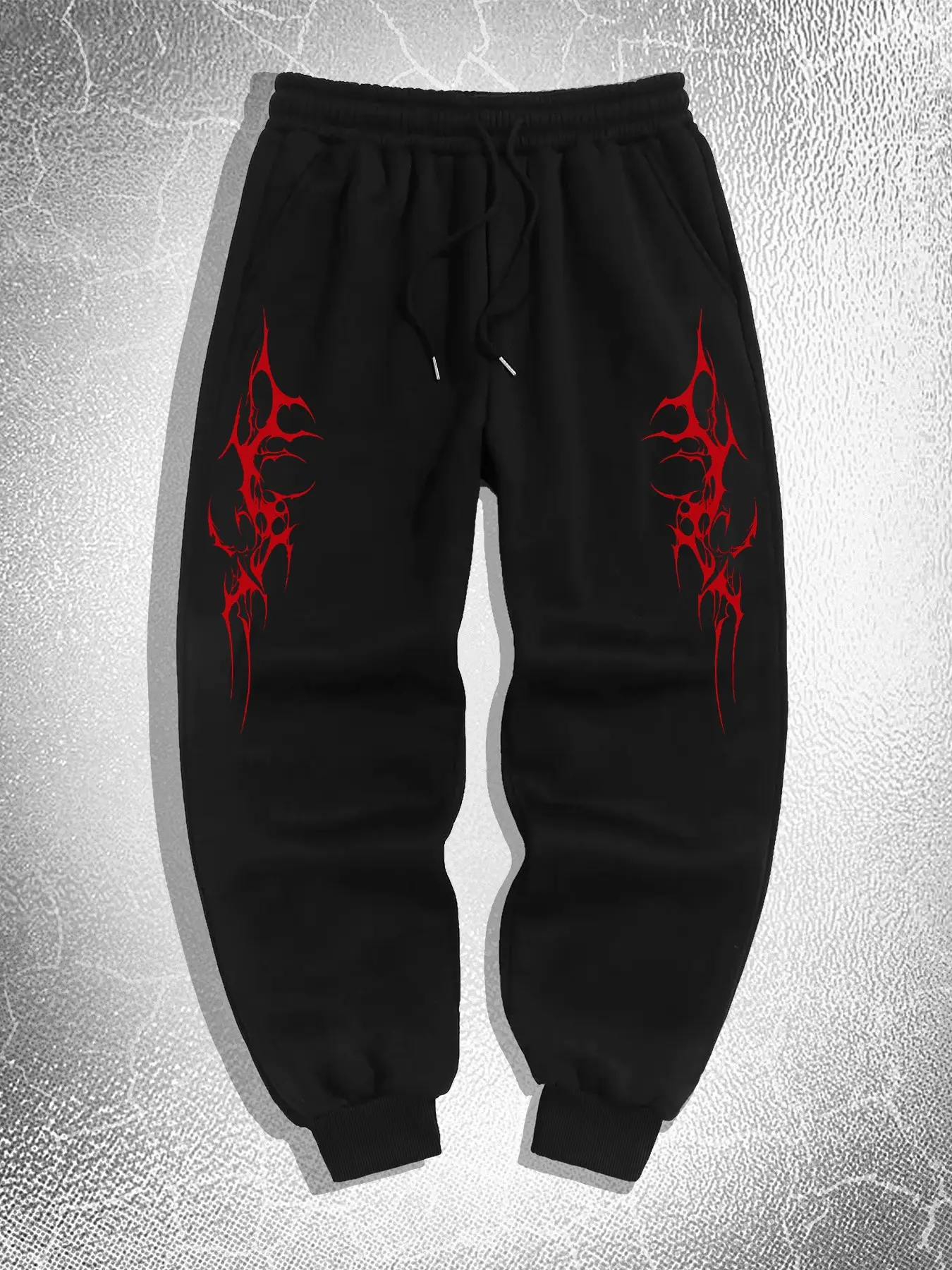 Dark Thorn Print Jogger Pants, Subculture Streetwear Loose Fit Sportswear, Casual Graphic Sweatpants for All Seasons, Athleisure Track Pants, Printed Sweatpants
