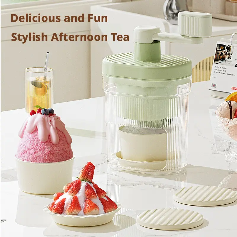 Handheld Ice Shaver, Manual Snow Cone Maker, Desktop Ice Crusher, Home Ice Crusher, Ice Shaving Machine, Ideal for Kitchen, Drinks, Desserts, Parties, Bars, Beginners