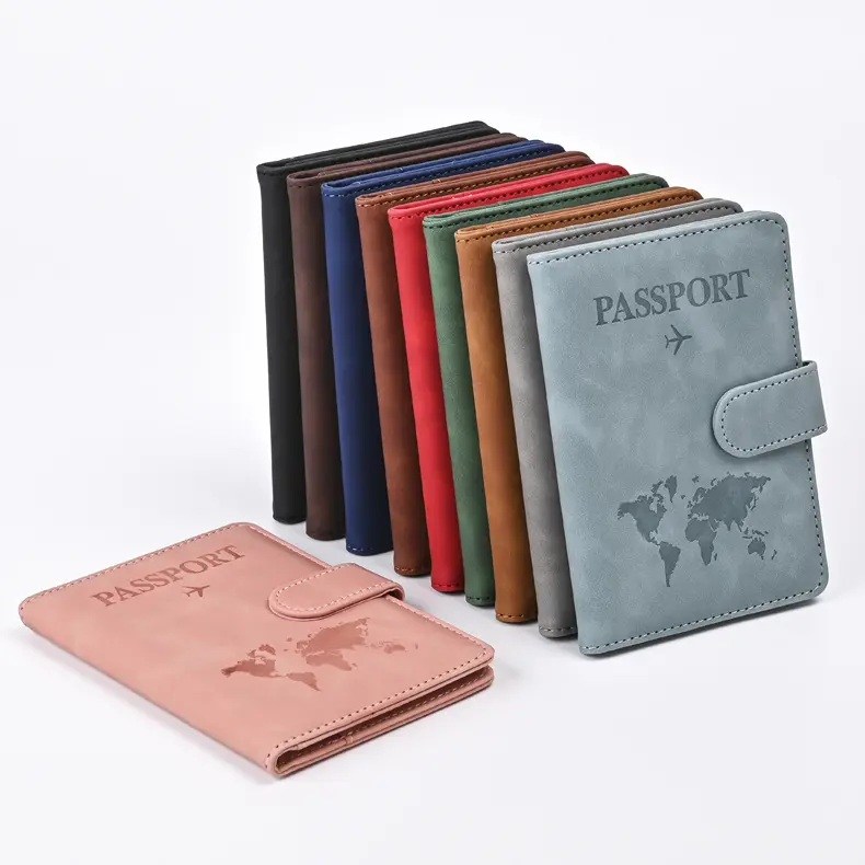 Unisex Passport Cover with RFID Blocking, Vintage World Map Leather Compact Travel Wallet for Airport & Cruise, Minimalist, Modern Passport Holder