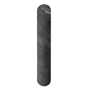 Stylish Solid Marble Chopping Board - Oval-Shape with Natural Veins, Black Kitchen Cheese Serving Board
