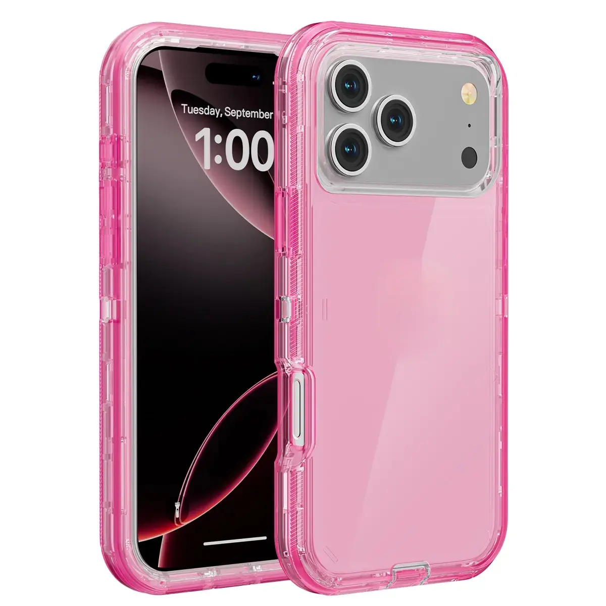 [KQ] TPU Crystal Transparent Base Mobile Phone Case for iPhone 13,14,15,16 Pro Max,17 Pro Max,17 Air - 3-Layer Military Grade Drop Protection, Heavy Duty, Shockproof, Dustproof Durable Cover