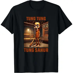 Tung Tung Tung Sahur Italian Brainrot Meme T-Shirt Cotton Tee