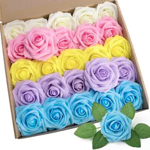 25-Piece Foam Rose Flowers for DIY Wedding Decoration, Perfect for Valentine's Gifts and Bridal Bouquets, Ideal for Home Decor Indoor Outdoor Artificial Fake Flowers