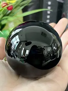 1pc Bohemian Style Obsidian & Quartz Crystal Ball - Healing&Meditation,Hand-Polished, Round Rock Crystal Ornament for Office Decor, Home Decor, Christmas, Birthday & Holiday Gifts, Office Decoration | Bohemian Style | Smooth Texture, Crystal Ball Decor