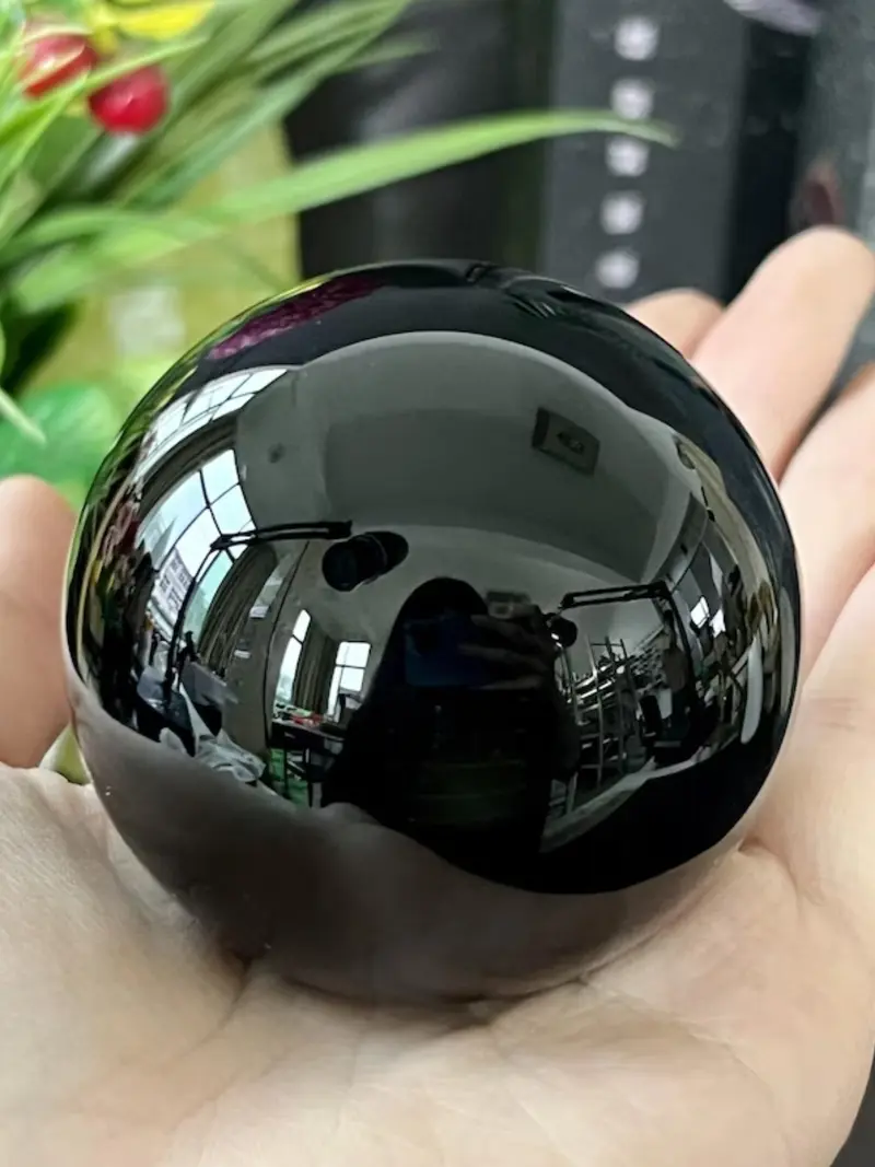 1pc Bohemian Style Obsidian & Quartz Crystal Ball - Healing&Meditation,Hand-Polished, Round Rock Crystal Ornament for Office Decor, Home Decor, Christmas, Birthday & Holiday Gifts, Office Decoration | Bohemian Style | Smooth Texture, Crystal Ball Decor