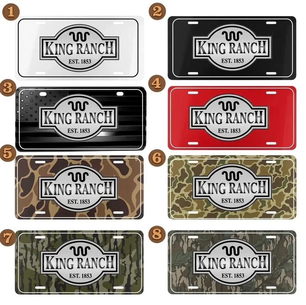 Old School KING RANCH Camo License Plate 12 x 6 100% Aluminum Custom Vanity Plate with 4 Pre-Drilled Holes Assembled in USA Personalized Decor
