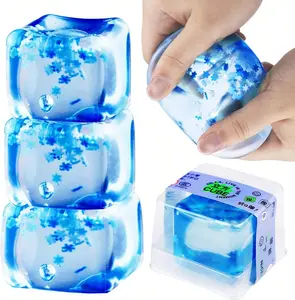 3 Pack Stress Balls Fidget Toys for Adults Stress Relief, Square Shape Stress Cube Sensory Squeeze Toys, Slow Rising Squeeze Ball for Party Favors Stocking Stuffers (Snowflake)