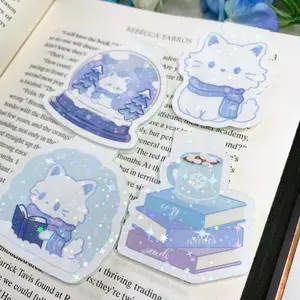 Winter Magnetic Bookmarks - Cats & Books