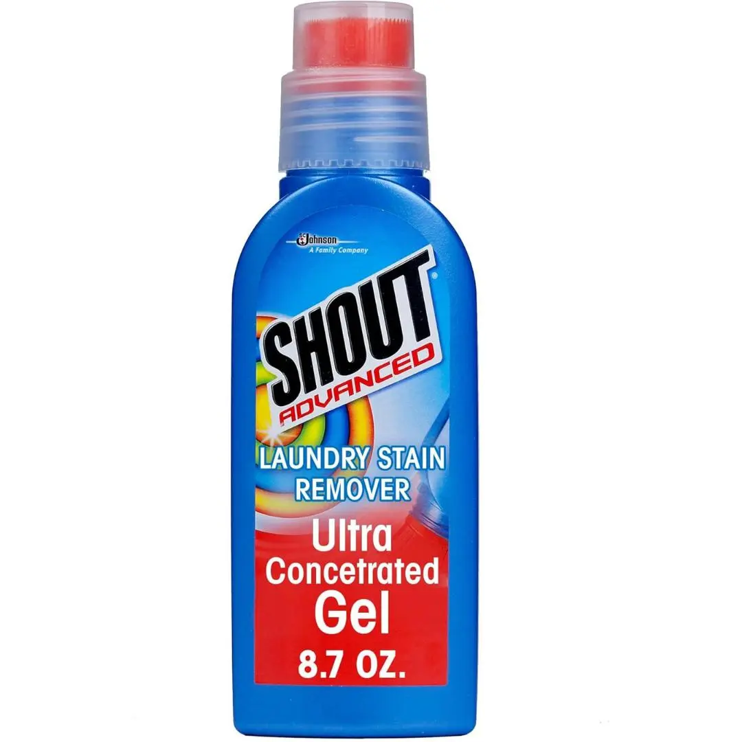 Shout Advanced Stain Remover Brush, Ultra Concentrated Gel with Built-in Scrubber Brush for Deep Set-In stains, 8.7oz
