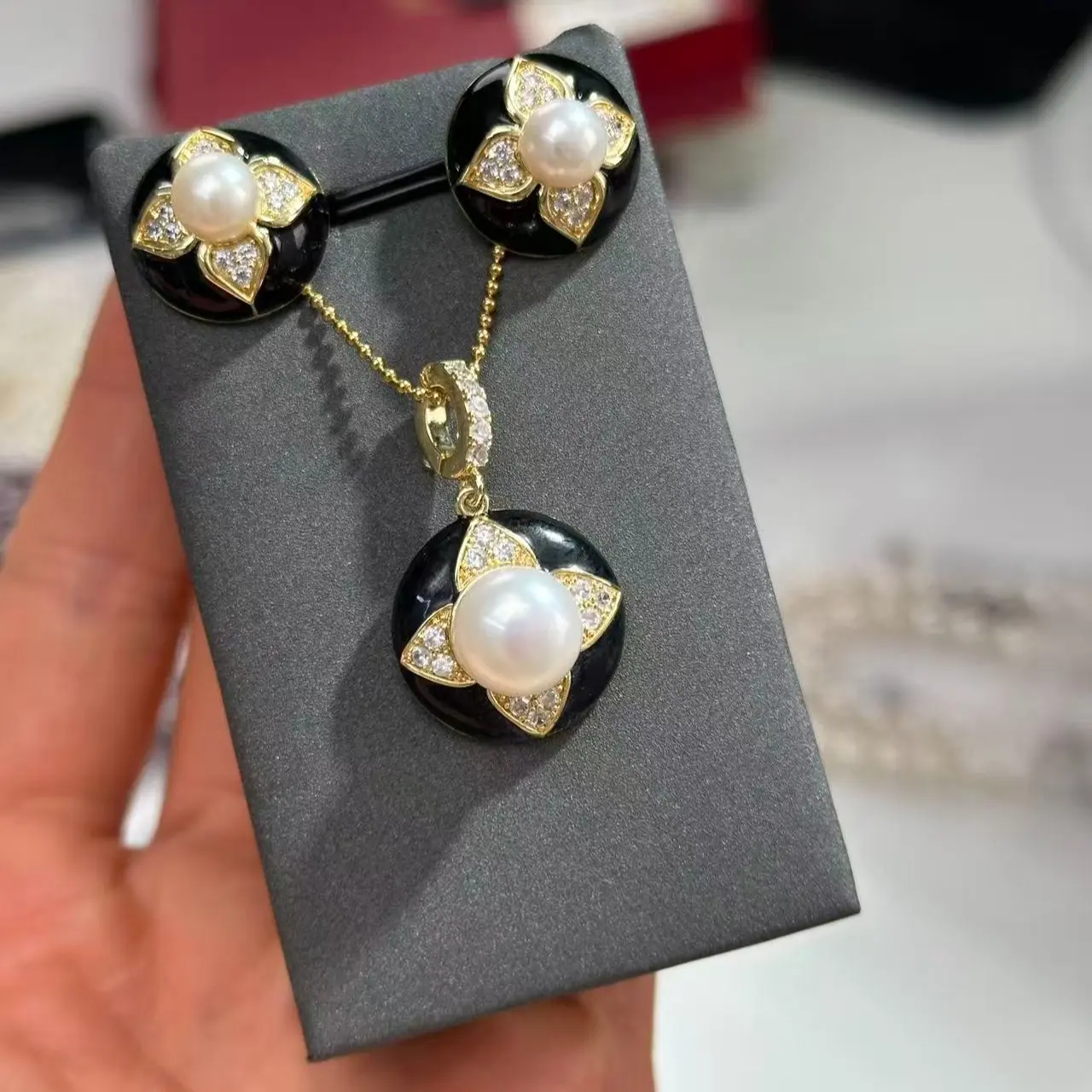 【Mike】PFT070 7-11mm Fresh Water Pearl Set for birthday/anniversary/holiday /retirement/ graduation presents