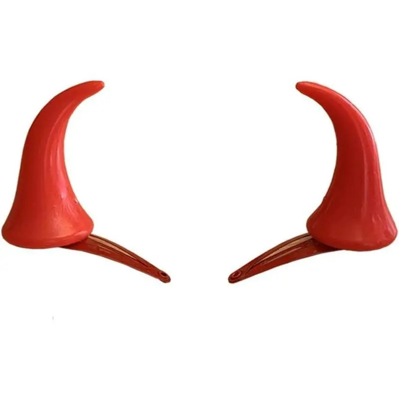 Happy Sumi Halloween devil horns hair clip hair accessory hairpin side clip red clip devil cosplay small bull horns accessory horns headwear(4pcs)