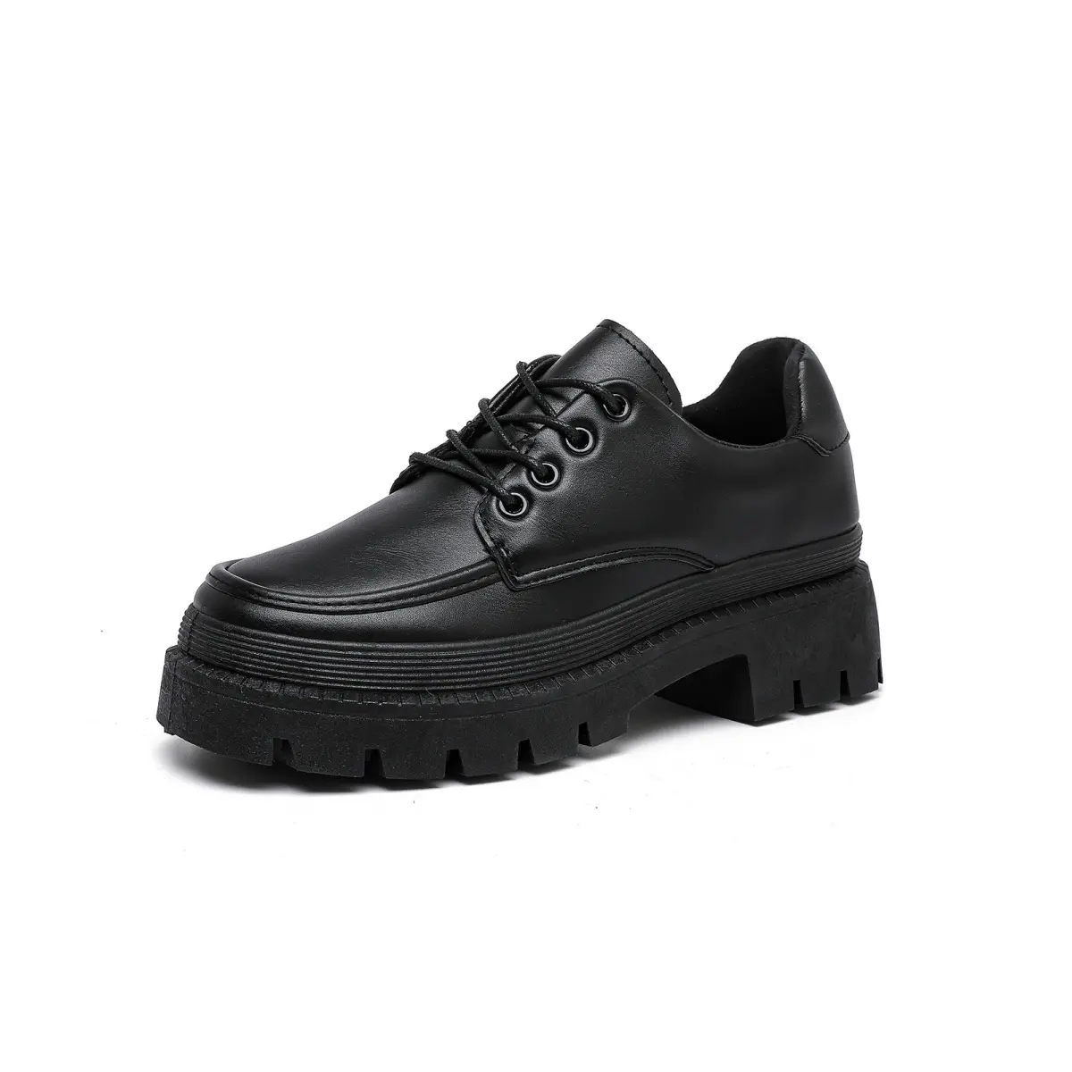 Women's Oxford Ankle Boots, PU Leather Lace-Up Block Heel Shoes with Ankle Strap for Party & Daily Wear, Shoe