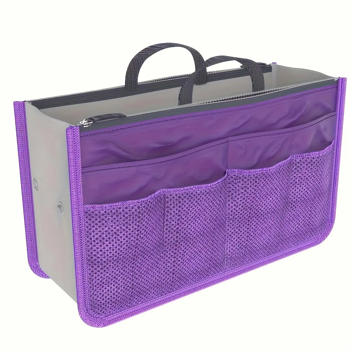 1pc Multifunctional Handbag Organizer, Storage Pouch, Bag-within-a-bag, Soft-touch Feel, Multiple Storage Snap Pockets, Large-capacity Zippered Tote, Portable Storage Bag, Digital Organizer Insert Pouch - Purple, Black, Gray, Ideal Holiday Gift