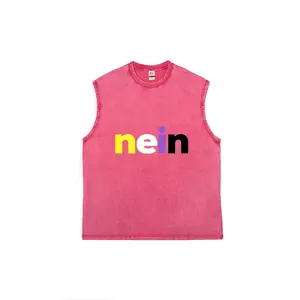 Non-Binary Pride "nein" Sleeveless Tank Top | Pink Vintage Washed LGBTQ+ Graphic Muscle Shirt | Soft Cotton Enby Pride Tee | Casual Streetwear | Perfect Gift for Pride Month & Non-Binary Allies