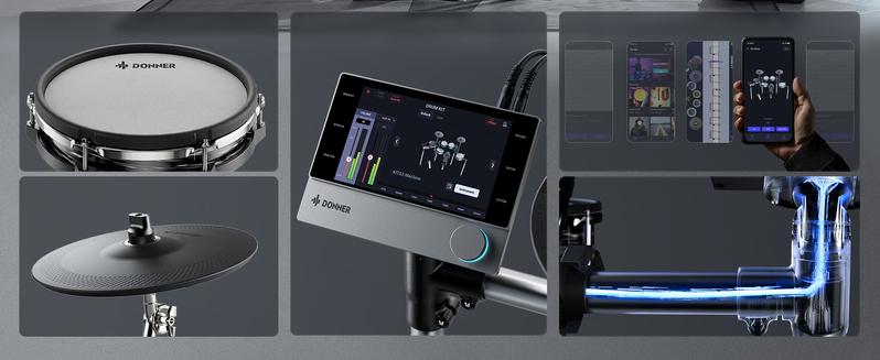 Donner Beat 5-Drum 3-Cymbal Electronic Drum Set with Touch Screen for Pros