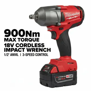 Milwaukee M18 1/2" Mid-Torque Impact Wrench FMTIWF12 18V - 900Nm Nut-Busting Torque Brushless Motor - Professional Cordless Impact Gun for M22 Bolts, Heavy Duty Auto Repair & Construction