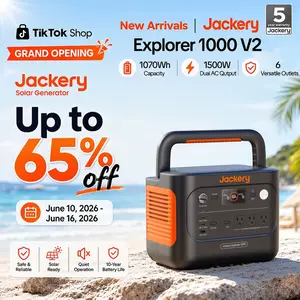 [Opening Ceremony]  Jackery Explorer 1000 v2 portable power station features a 1070Wh lithium iron phosphate battery, 1500W output power, and 1-hour fast charging (a 5-meter extension cable is included free of charge).