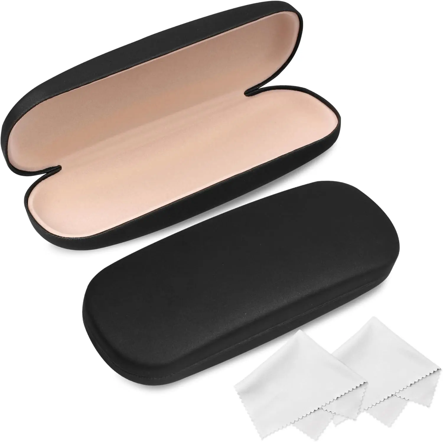 2 Pack Glasses Case, Eyeglass Case with Cleaning Cloth, Glasses Case Hard Shell Fits Most Glasses