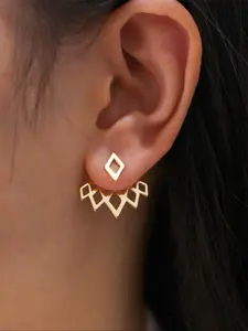 Women's Elegant Geometric Design Ear Jacket Stud Earrings, Fashionable Flower Design Earrings for Party, Daily Clothing Decor, Trendy All-match & Exquisite Jewelry for Birthday Gift, Studs Earrings