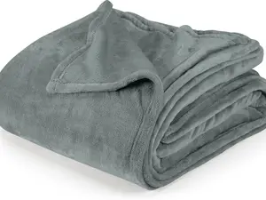 Bedding Cool Grey Fleece Blanket Queen Size Lightweight Fuzzy Soft Anti-Static Microfiber Bed Blanket (90x90 Inch)