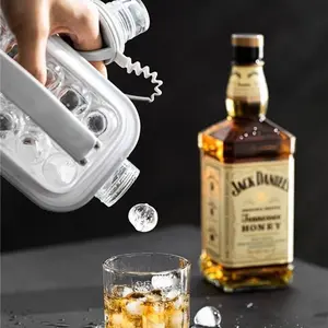 Household Ice Ball Maker Mold with Water Bottle, Ice Ball Molds, Food-Grade Spherical Ice Cube Tray, Round Ice Sphere Mold with Storage Container, Leakproof Ice Freezer Box, Reusable Ice Making Tool for Whiskey, Cocktails, Summer Parties & Home Bar