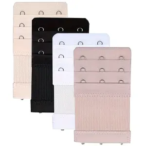 4 Pcs Women's Elastic Bra Extender, 3-Hook Adjustable Belt Buckle, No-Sew Adhesive-Free, for Plus Size, Low-Cut Bras, Nursing & Everyday Use
