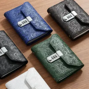 Password Lock Money Saving Book, Vintage Relief Embossed Cover, High Definition Transparent Pouch, 50 Sheets for 100 Notes, Portable Financial Organizer, Bill Organizer Planner