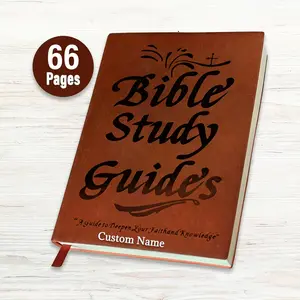 Personalized Bible Study Guide Notebook - 66 Pages, Custom Book Cover, Journaling Kit, Religious Gifts