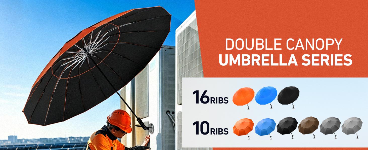 【Upgraded】60" Folding HVAC Umbrella with Magnetic Base, Universal Clip, Reinforced Fiberglass, Wind-Resistant, Portable, 180&deg;Adjustable for HVAC Use and Outdoor Activities