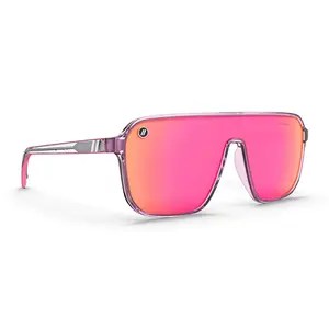 Blenders Meister X2 Neon Avenue Sunglasses – Hot Pink Mirror Single‑Lens, Polarized PureBlend Lenses, 100% UV Protection, Gloss Crystal Pink Frame
