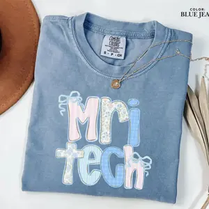 MRI Tech Floral Shirt for Women, mri Technologist TShirt, Radiology T-Shirt for MRI Nurse, MRI Gift for Tech, Comfort Colors Tee