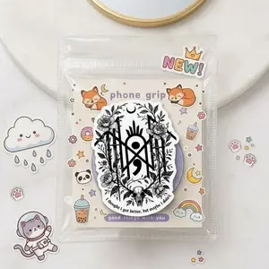 Black & White Gothic Flower Phone Grip, Dark Style Magnetic Holder, Trendy Pop Grip for Teens & Dark Aesthetic Phones
