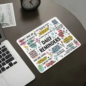 Cute Aesthetic Daily Reminders Square Mouse Pad, Motivational Quotes Inspirational Desktop Decorative Protective Pad, Non-Slip Rubber Lockedge Work Pad, Small Size for Laptop, Desktop, Gaming, Office, Home, Non Slip Mousepad